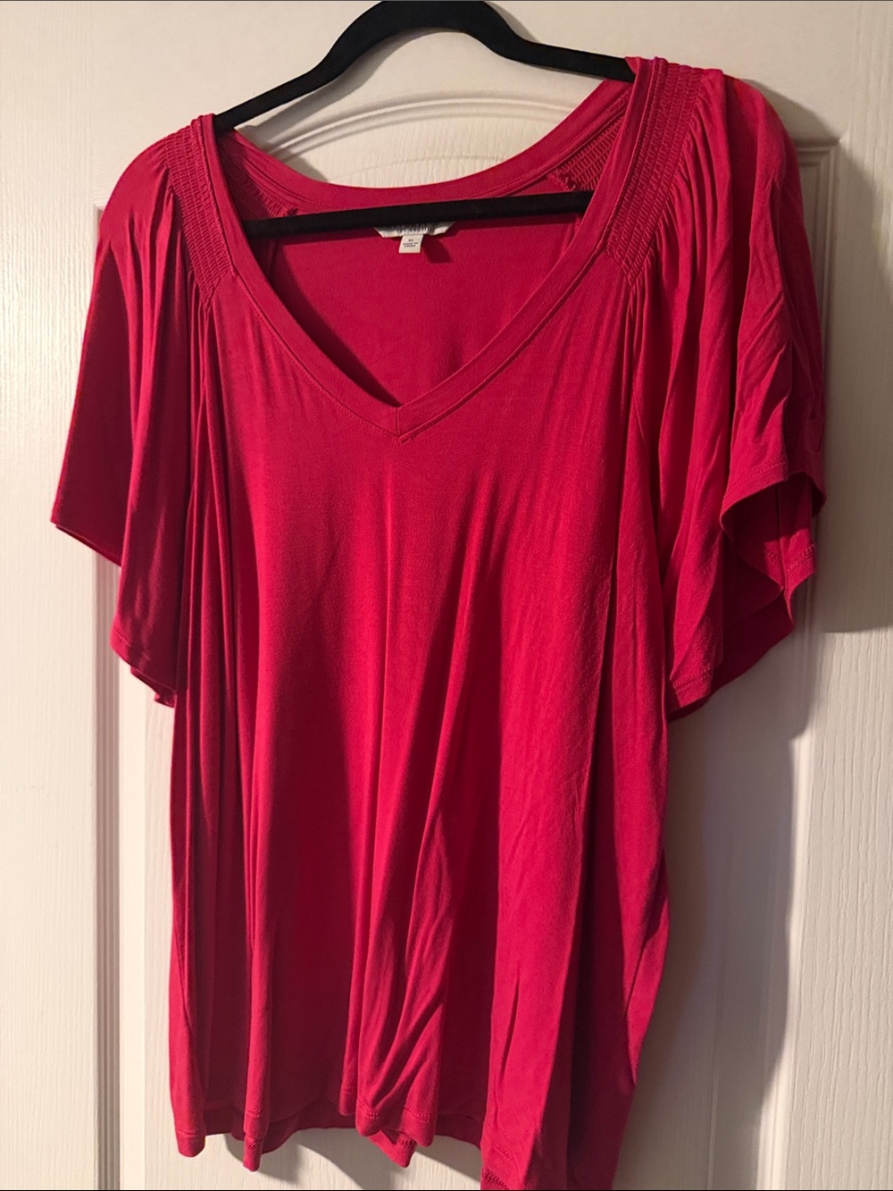 Liverpool | Short Flutter Sleeve V Neck Knit Top